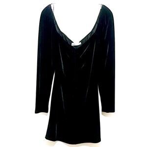 Elodie Chic glamour black velvet ruched bodice long sleeve sexy date night dress
